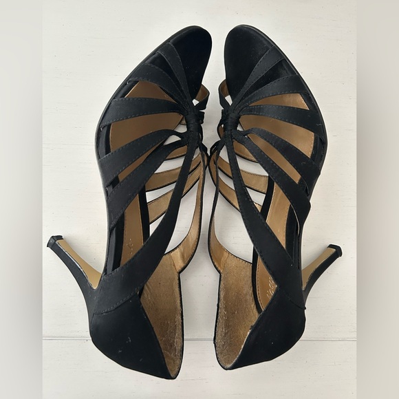 New York Transit Black Strappy Heels Holiday Wear Size 8.5M - Picture 5 of 7